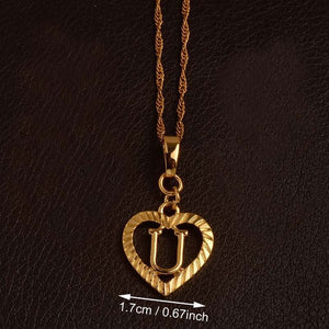 Ridge-Cut Heart Initial Pendant Necklace