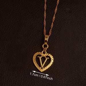 Ridge-Cut Heart Initial Pendant Necklace