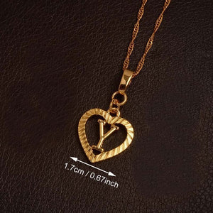 Ridge-Cut Heart Initial Pendant Necklace