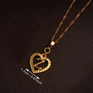 Ridge-Cut Heart Initial Pendant Necklace